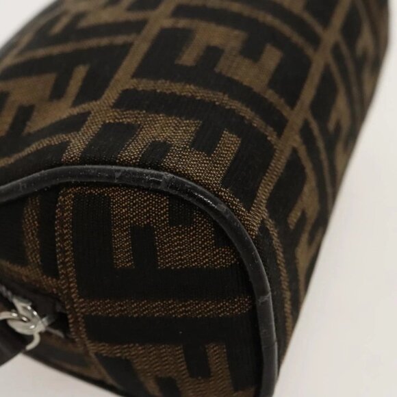 FENDI Zucca Canvas Pouch Brown Black Silver Auth - Picture 13 of 16
